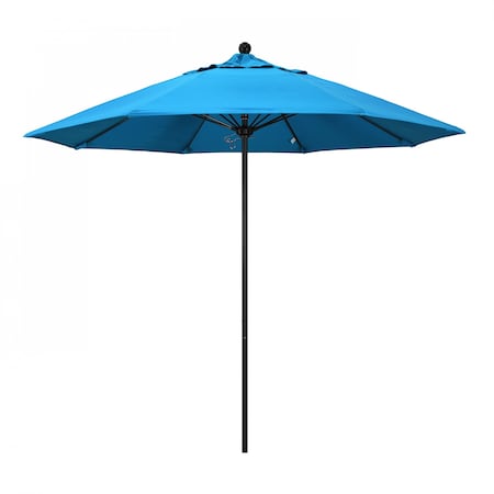 California Umbrella 9' Black Aluminum Market Patio Umbrella, Sunbrella Canvas Cyan 194061335482